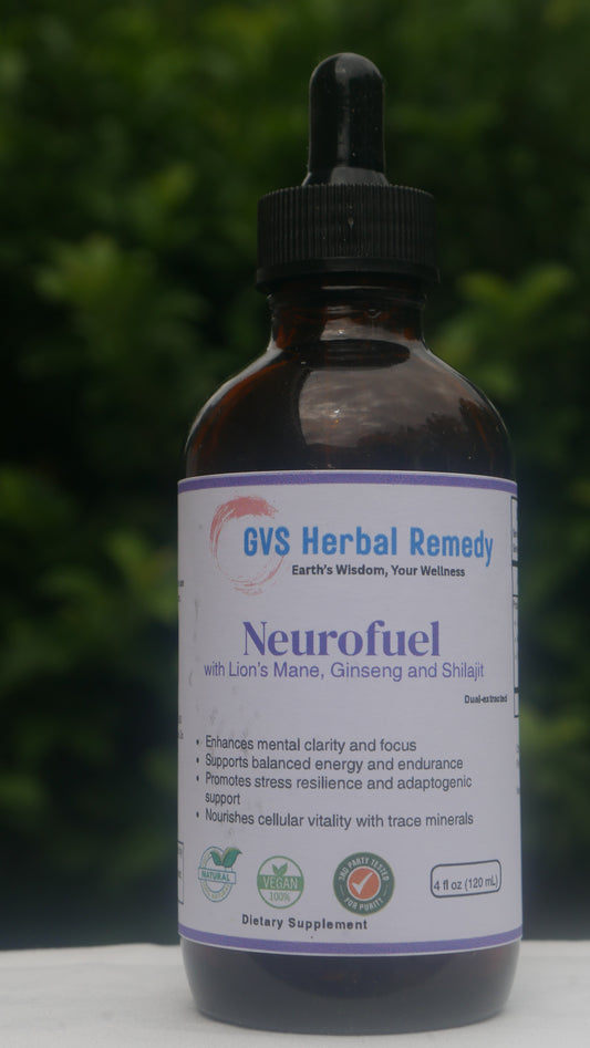 Bottle of Neurofuel with visible label on a blurred green background