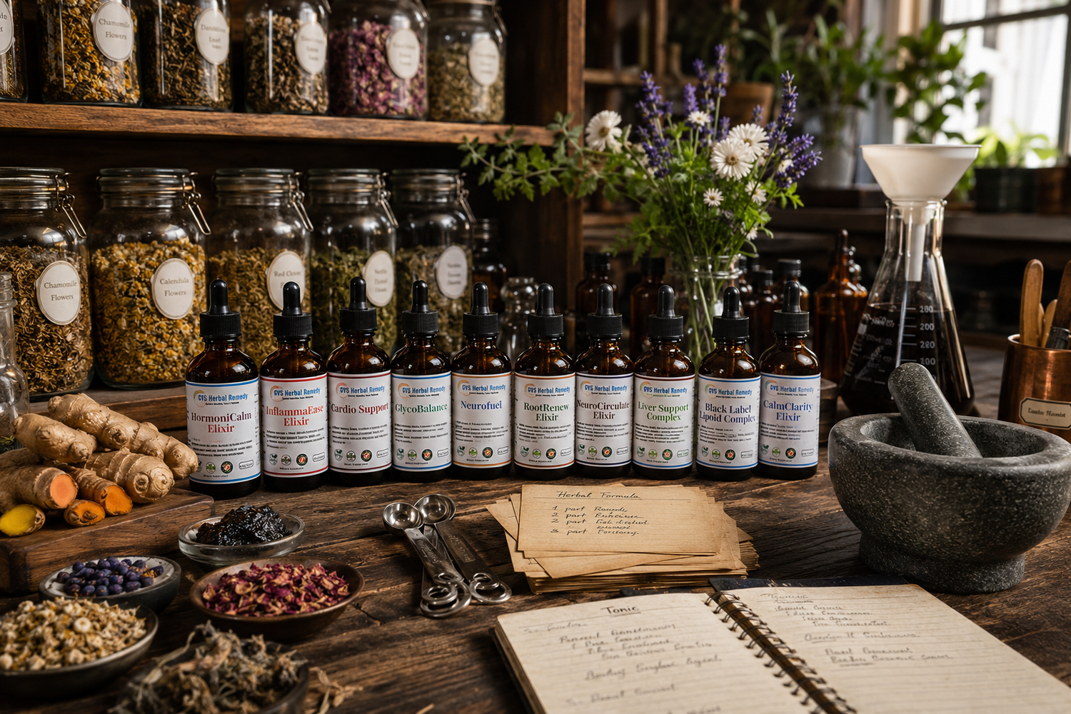 herbal apothecary workspace